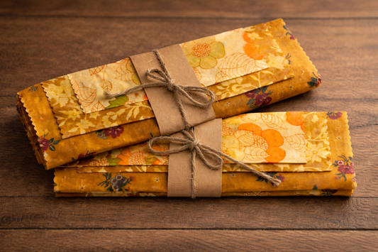 Set de 3 Bee Wraps – Emballages alimentaires réutilisables en tissu de seconde main